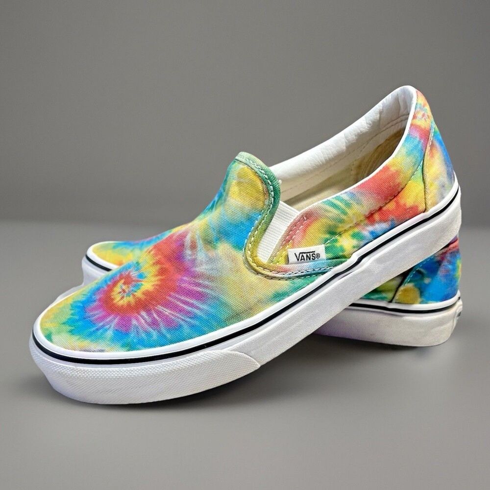 VANS Rainbow Tie Dye Classic Canvas Slip-On Shoe Women 8 Multicolor Hippie Skate